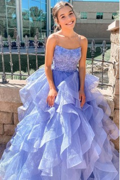 Lavender Spaghetti Straps Long Prom Dresses 801423