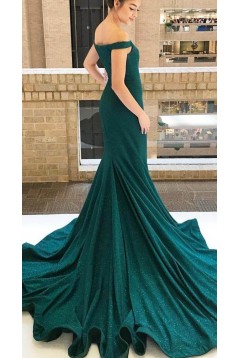 Long Green Mermaid Off the Shoulder Prom Dresses 801441