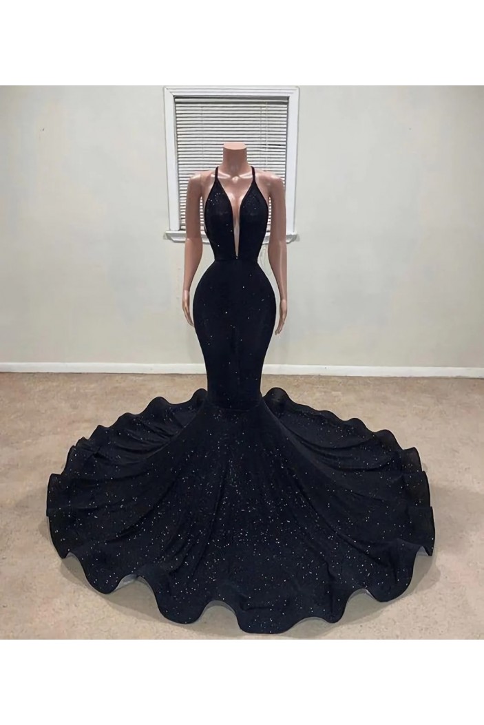 Long Black Beaded Mermaid Prom Dresses 801484