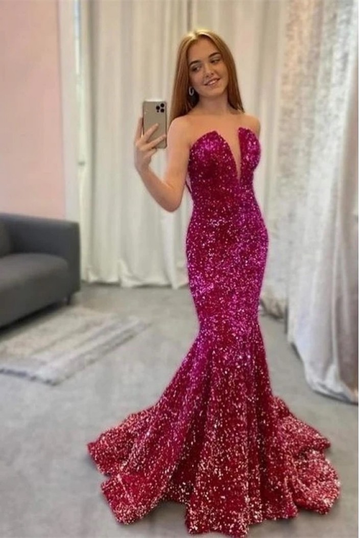 Mermaid Sequins Long Prom Dresses 801502