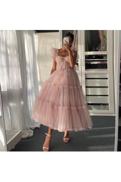 A-Line Pink Tulle Prom Dresses 801512