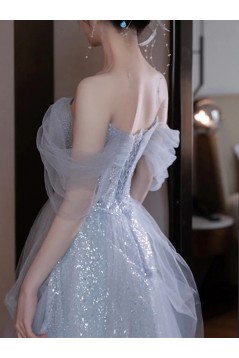 A-Line Off the Shoulder Tulle Prom Dresses 801514
