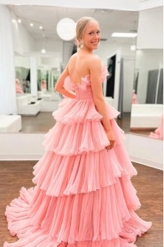 Long Pink Strapless Prom Dresses 801518