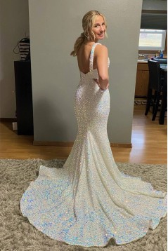 Mermaid One Shoulder Sequins Long Prom Dresses 801579