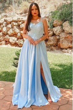 Long Blue Lace Prom Dresses Formal Evening Gowns 901018