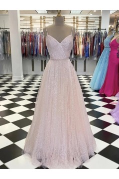 A-Line Sparkle Tulle Long Prom Dresses Formal Evening Gowns 901044