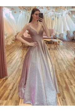 A-Line Sparkle Long Prom Dresses Formal Evening Gowns 901067