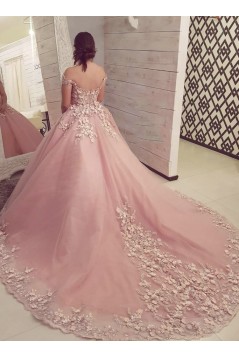 A-Line Off the Shoulder Lace Long Prom Dresses Formal Evening Gowns 901130