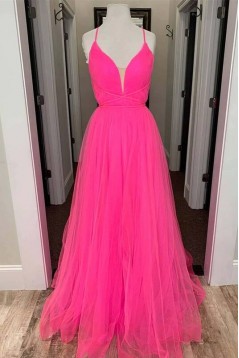A-Line Long Tulle Prom Dress Formal Evening Gowns 901151