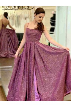 A-Line Sparkle Sequin Spaghetti Straps Prom Dress Formal Evening Gowns 901186