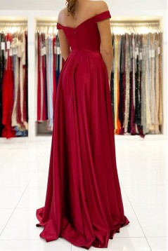 Long Red Off the Shoulder Prom Dress Formal Evening Gowns 901201