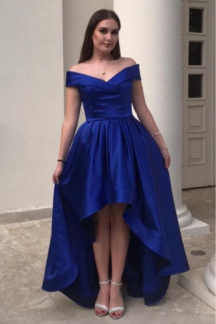 High Low Royal Blue Prom Dress Formal Evening Gowns 901213