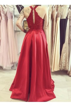 Long Red Lace Prom Dress Formal Evening Gowns 901218