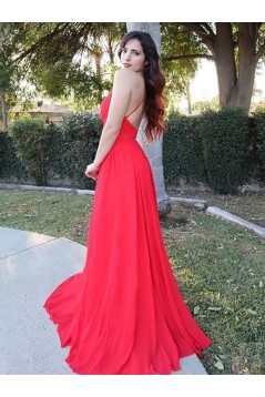 Elegant Long Red Chiffon Prom Dress Formal Evening Gowns 901264