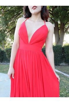 Elegant Long Red Chiffon Prom Dress Formal Evening Gowns 901264