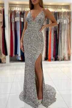 Long Sparkly Mermaid Sequin Prom Dress Formal Evening Gowns 901294