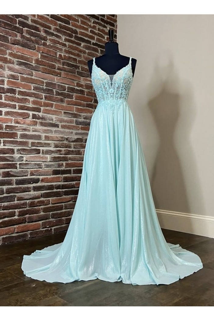 Long Blue Lace Prom Dress Formal Evening Gowns 901317