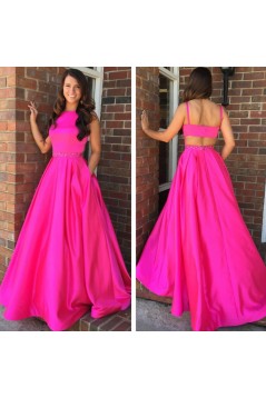 A-Line Long Satin Prom Dress Formal Evening Gowns 901350