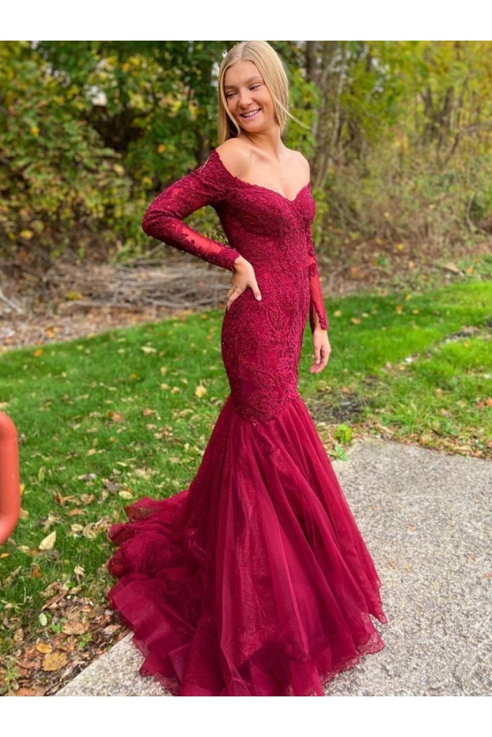 Elegant Mermaid Lace Long Prom Dress Formal Evening Gowns 901361