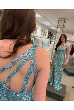 Mermaid One Shoulder Sparkle Prom Dresses Formal Evening Gowns 901365