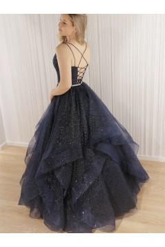 A-Line Sparkle Tulle Long Prom Dress Formal Evening Gowns 901366