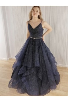 A-Line Sparkle Tulle Long Prom Dress Formal Evening Gowns 901366