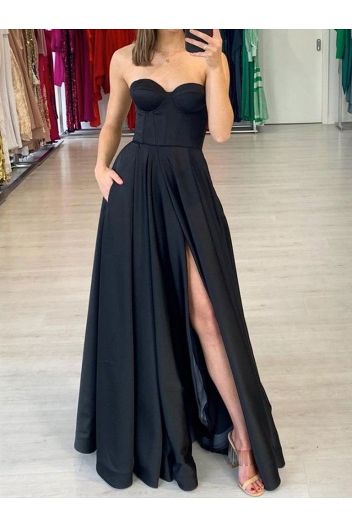 Long Black Sweetheart Prom Dress Formal Evening Gowns 901374