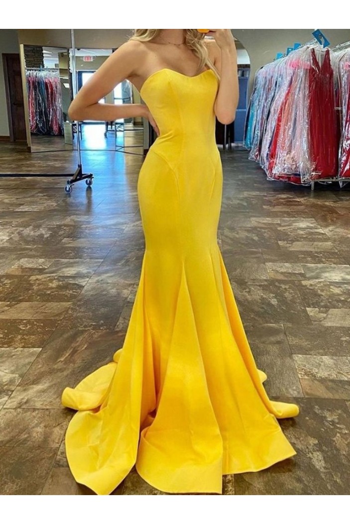 Long Yellow Mermaid Prom Dress Formal Evening Gowns 901375