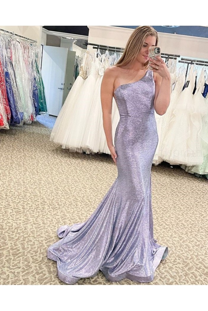 Elegant Mermaid One Shoulder Sparkle Long Prom Dress Formal Evening Gowns 901379