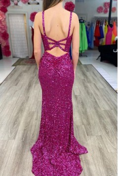 Elegant Long Green Sequin Prom Dress Formal Evening Gowns 901425