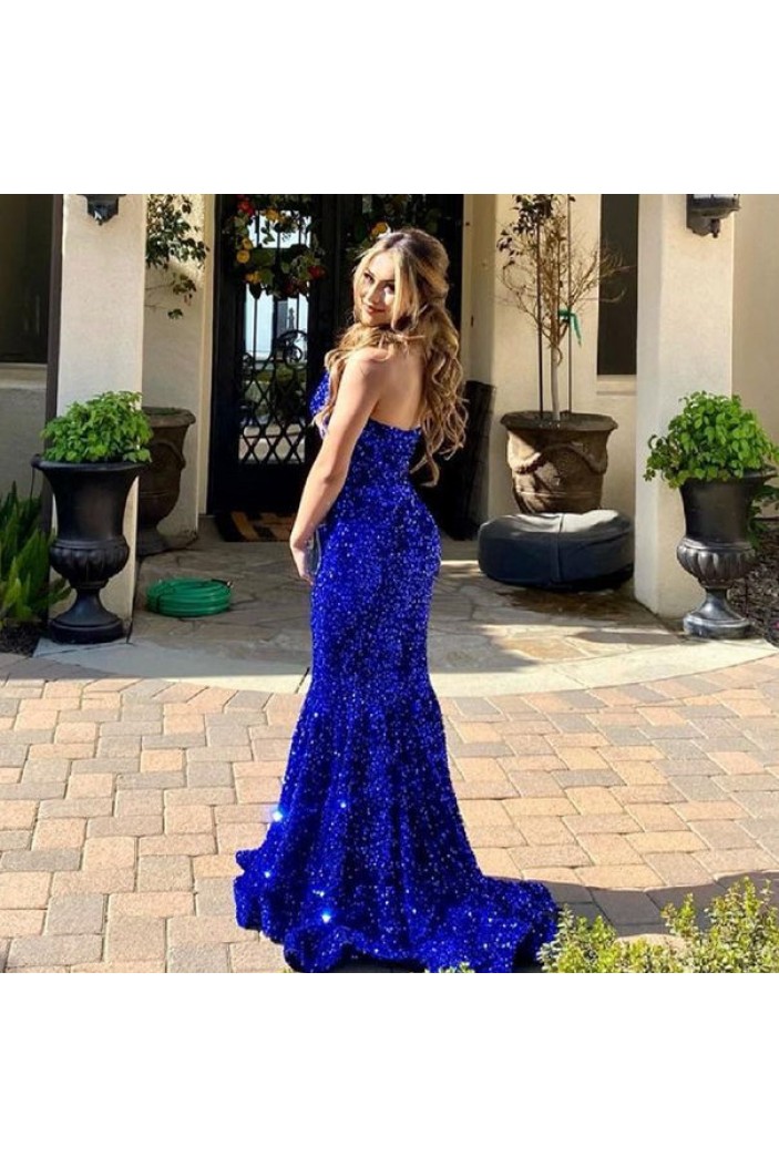 Long Royal Blue Mermaid Sequin Prom Dress Formal Evening Gowns 901431