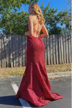 Mermaid Spaghetti Straps Lace Prom Dress Formal Evening Gowns 901433