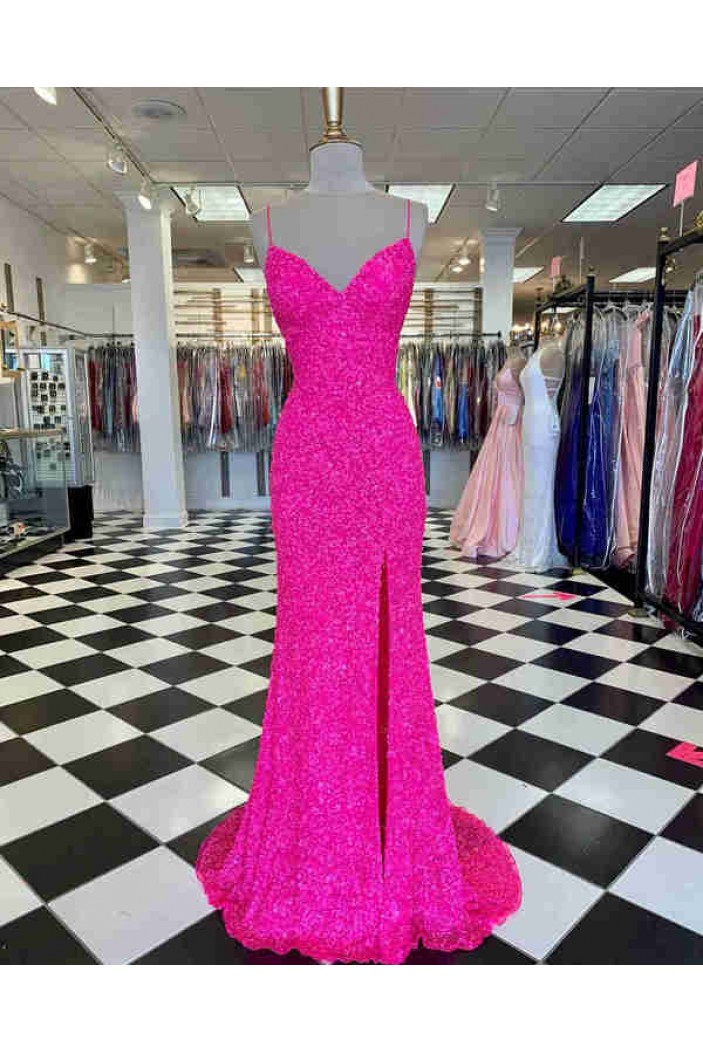Long Sequin Spaghetti Straps Prom Dress Formal Evening Gowns 901470