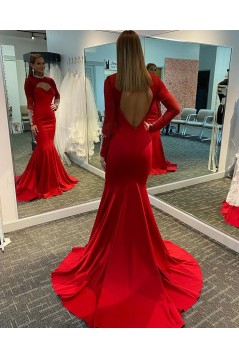 Long Red Mermaid Beaded Prom Dress Formal Evening Gowns 901476