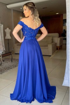 Long Royal Blue Lace Prom Dress Formal Evening Gowns 901486