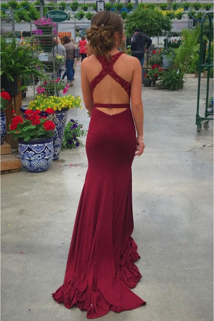 Mermaid Beaded Lace Long Prom Dress Formal Evening Gowns 901498