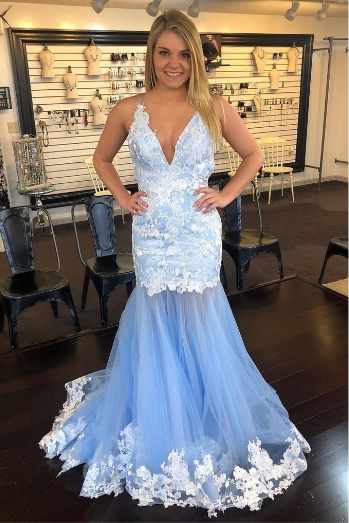 Elegant Mermaid Lace Long Prom Dress Formal Evening Gowns 901505