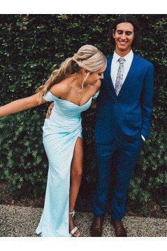 Long Blue Sheath Prom Dress Formal Evening Gowns 901524