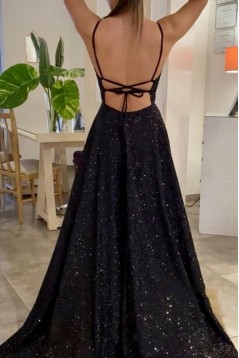 Long Black Sequin Prom Dresses Formal Evening Gowns 901533