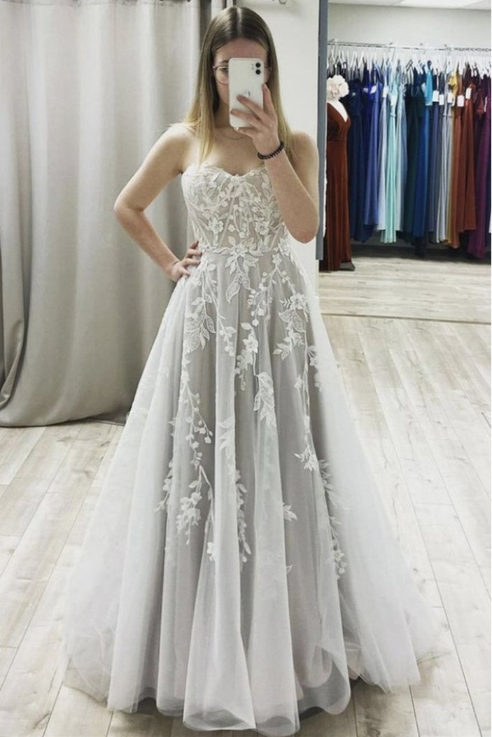 A-Line Sweetheart Lace Prom Dresses Formal Evening Gowns 901537