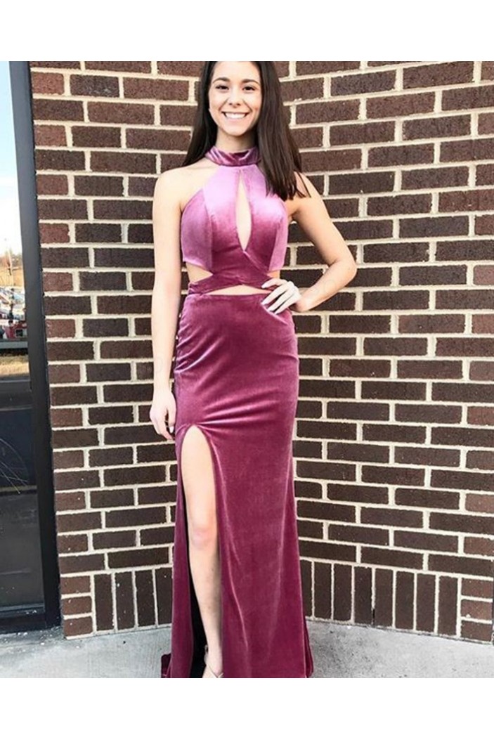 Elegant High Neck Long Prom Dresses Formal Evening Gowns 901551