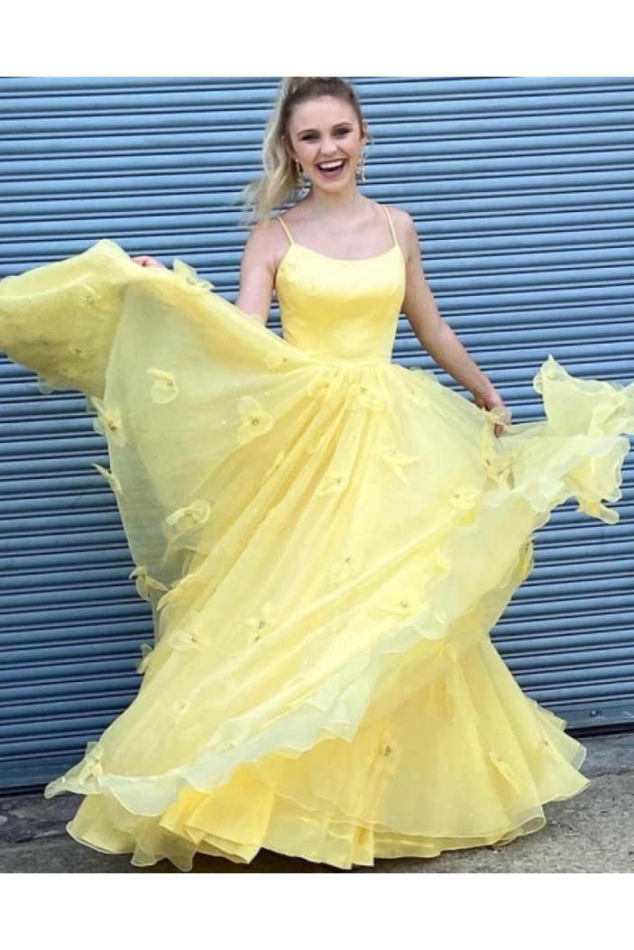 Long Yellow Prom Dresses Formal Evening Gowns 901553