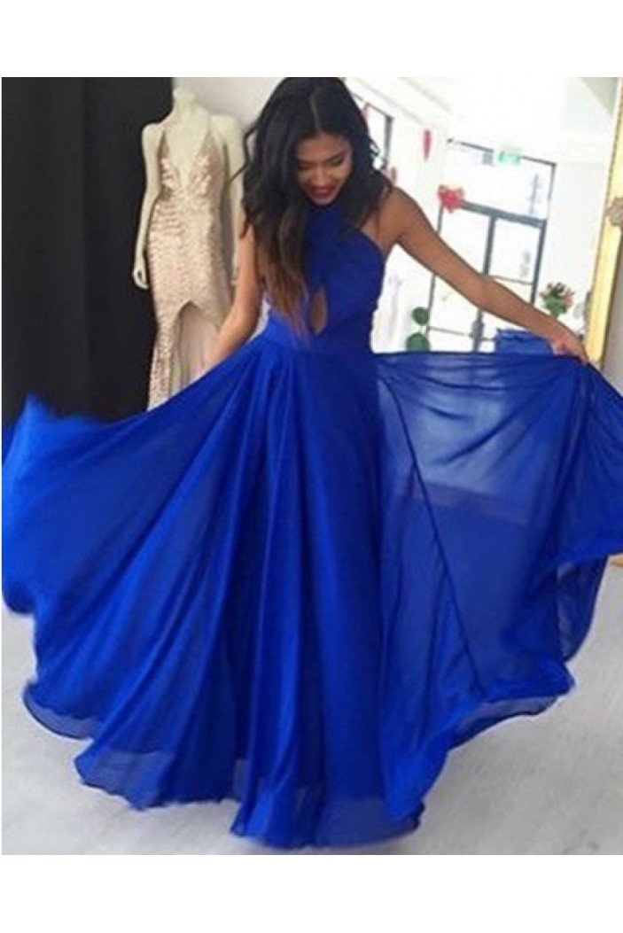 Long Royal Blue Chiffon Prom Dresses Formal Evening Gowns 901560