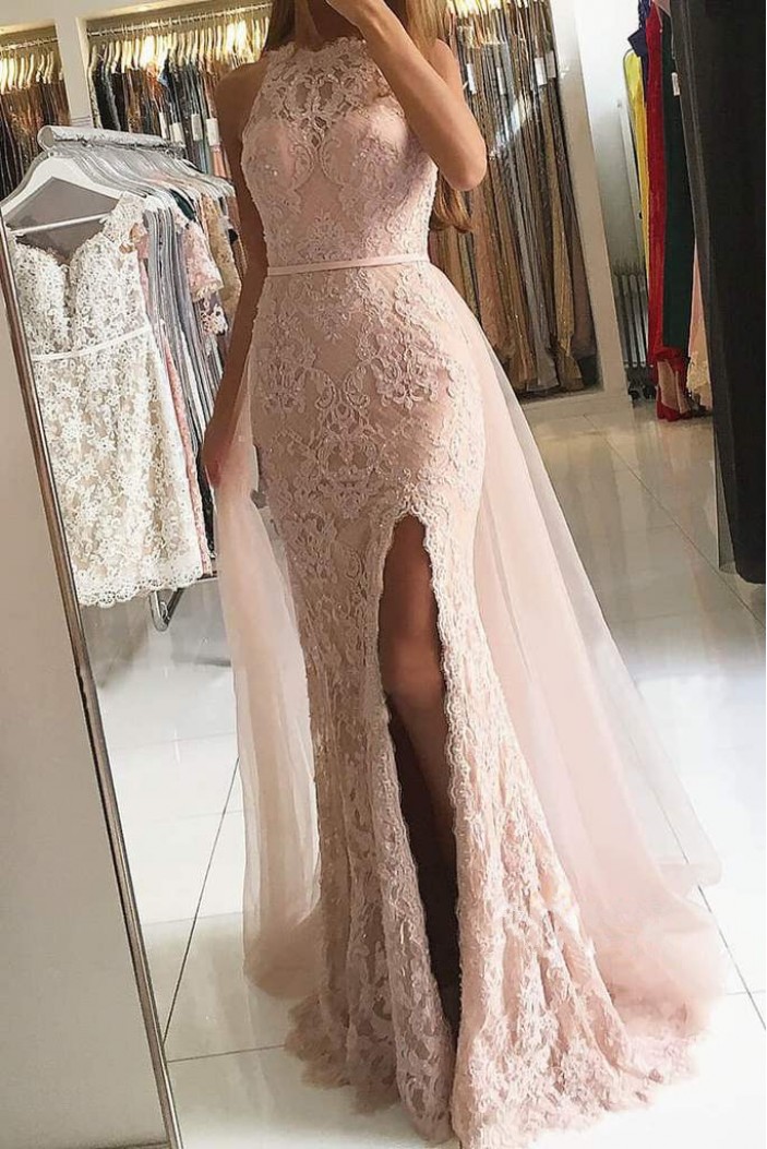 Elegant Mermaid Beaded Lace Prom Dresses Formal Evening Gowns 901610