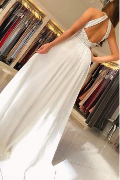 A-Line Beaded Long Prom Dresses Formal Evening Gowns 901614