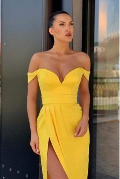 Long Yellow Sheath Off the Shoulder Prom Dresses Formal Evening Gowns 901618