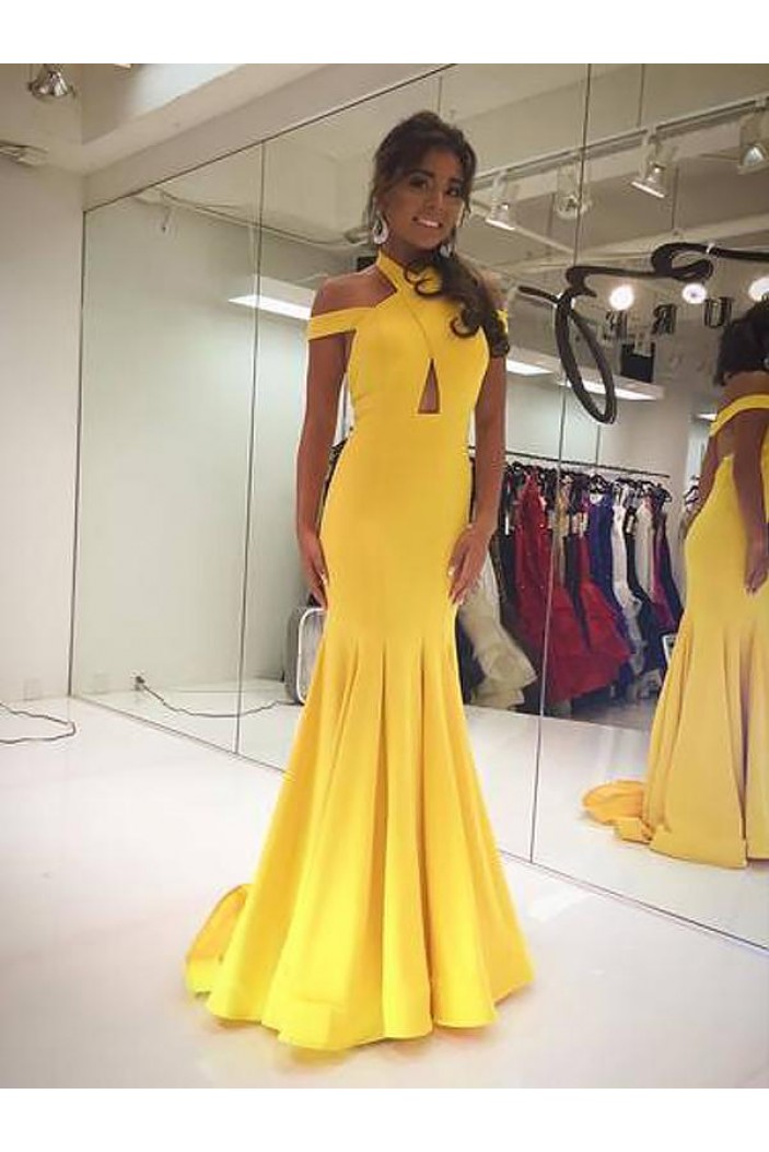Long Yellow Mermaid Prom Dresses Formal Evening Gowns 901624