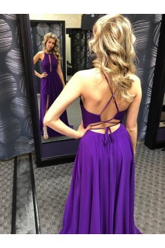 Long Purple Chiffon Prom Dresses Formal Evening Gowns 901665