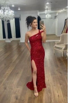 Long Red Sparkle Sequin Prom Dresses Formal Evening Gowns 901686