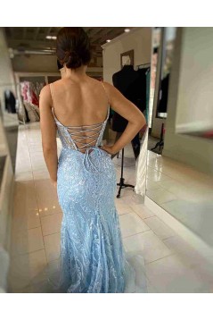 Long Blue Sequin Prom Dresses Formal Evening Gowns 901687